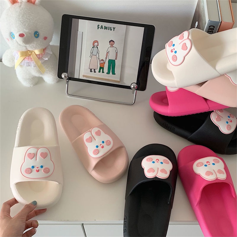 Oeggeo shop Dép Lê Mang Nhà Đế Mềm In Hình Thỏ Hoạt Hình Cho Nữ