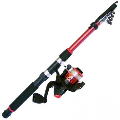Bộ cần câu giá rẻ 1m8 kèm máy+dây+bộ phao lưỡi và phụ kiện màu đỏ BCC01