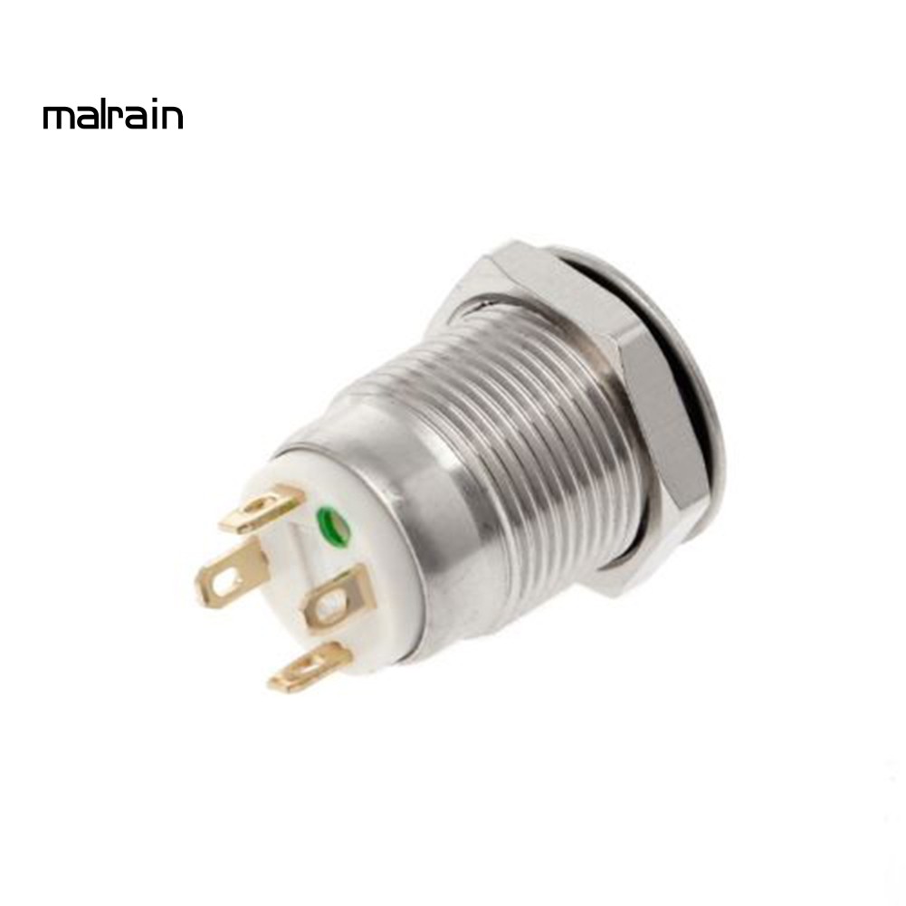 Công Tắc Nút Nhấn Bằng Kim Loại Có Đèn Led 12mm 3a / 220v Dc Cho Tàu Thuyền