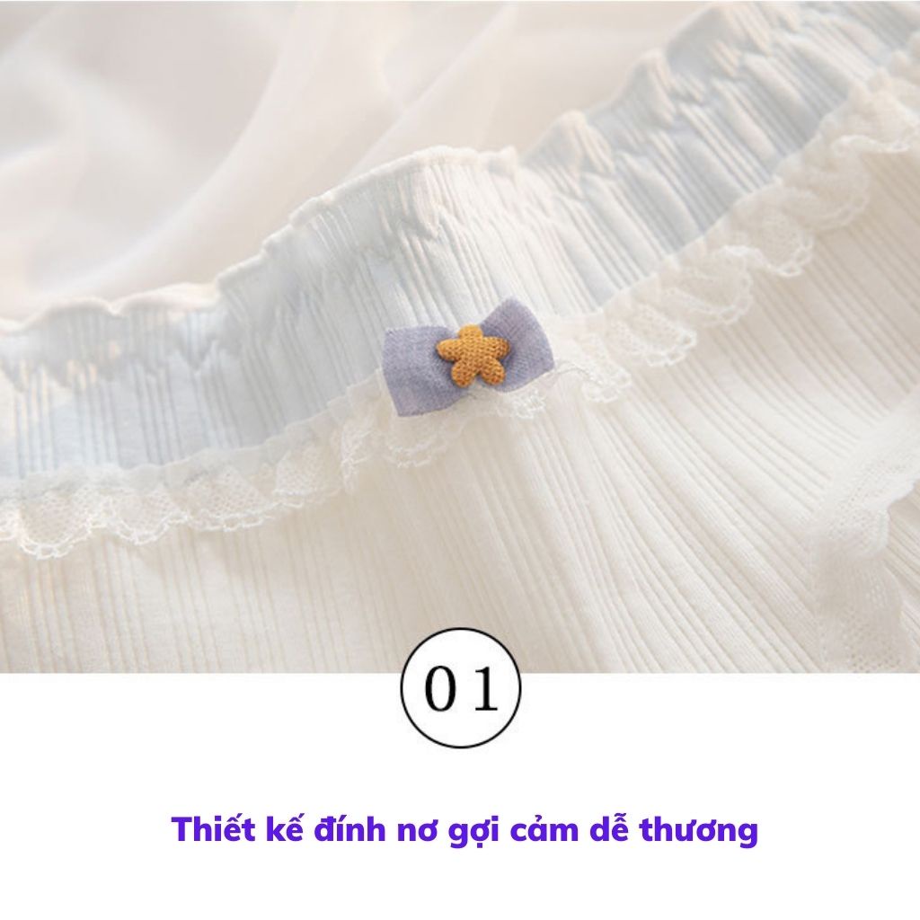 Quần lót nữ cotton thấm hút mồ hôi ôm trọn vòng 3 sexy, Quần chíp nữ ren viền họa tiết dễ thương baby LANIXA L135