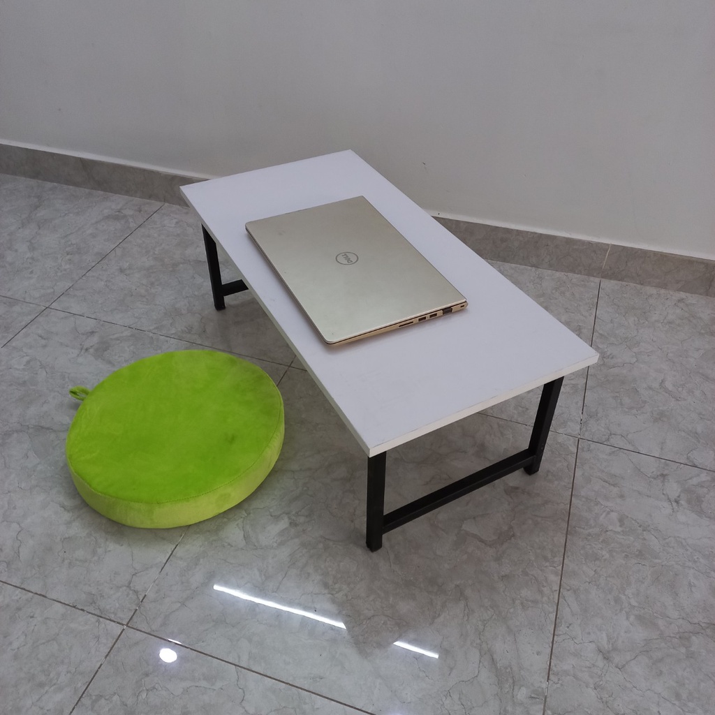 Bàn làm việc U bệt  trắng sắt V2, 40x80x30cm, , mặt MDF, dày 17ly, Chân sắt màu đen.