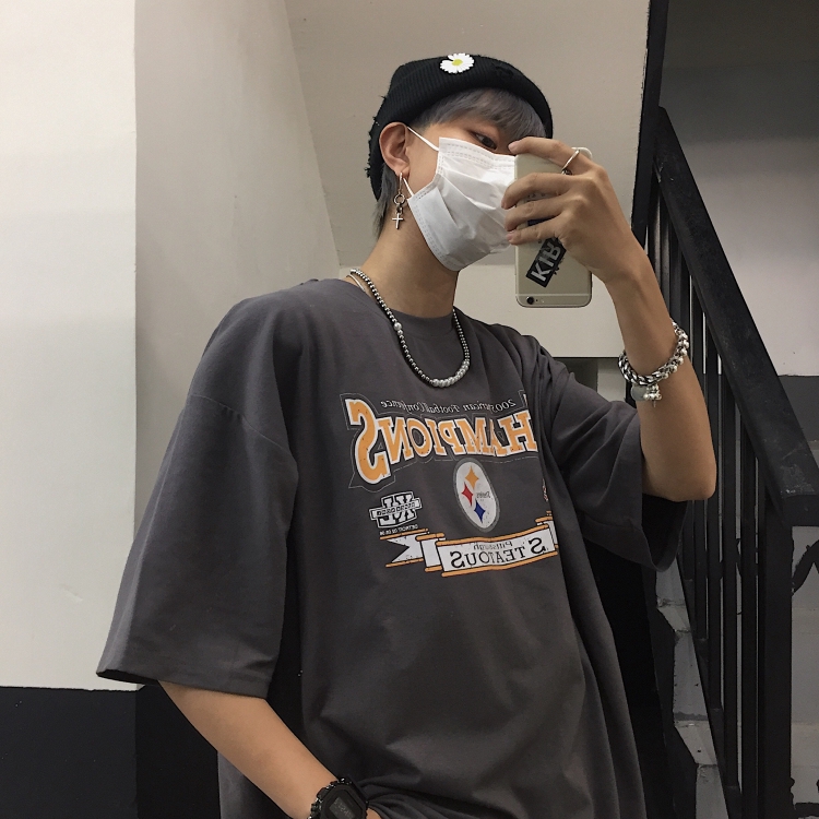  ins original Korean women round short price and simple Real trend retro t-shirt sleeve style couple letter men relaxed casual all South | BigBuy360 - bigbuy360.vn