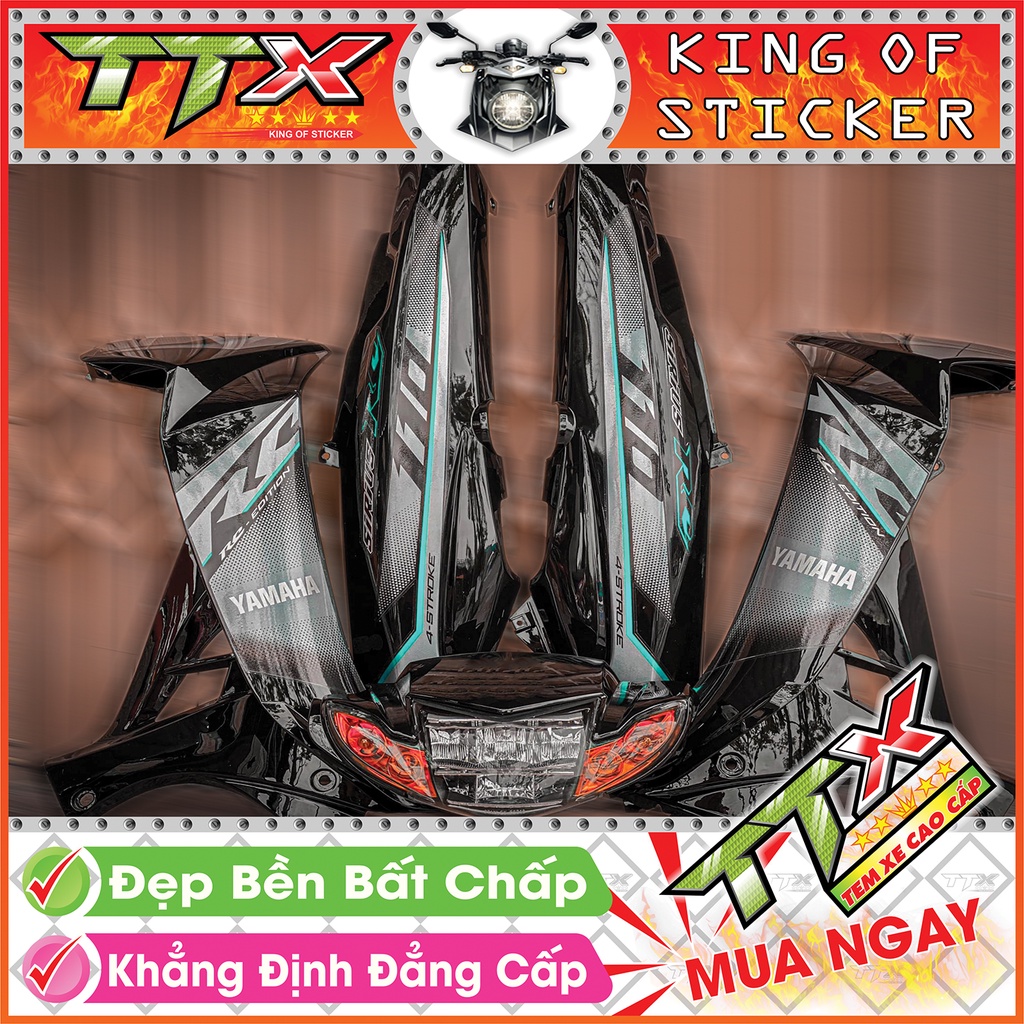 Tem sirius rc 110 , Tem xe phụ kiện sirius màu đen xám xi chỉ xanh bao đẹp , Shop TTX Team chế sirius mã