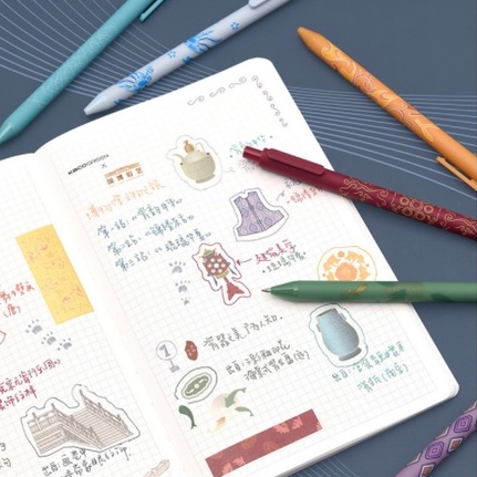 Bộ 5 bút gel Kaco Pure ngòi 0,5mm phong cách Trung Hoa cổ đại.