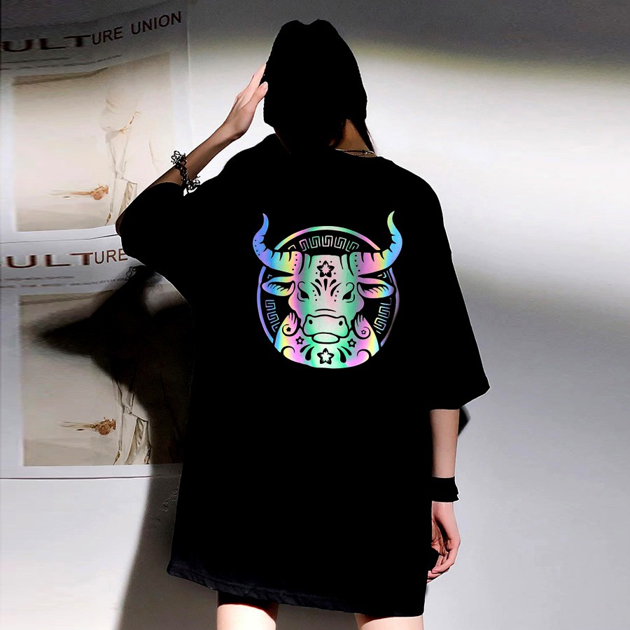 Áo thun phản quang 7 màu tay lỡ Nam Nữ Trâu