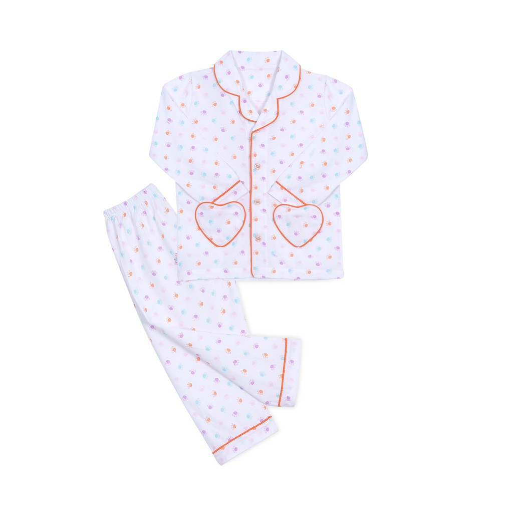 Bộ pyjamas bông dài bé gái 0263- HELLO BB