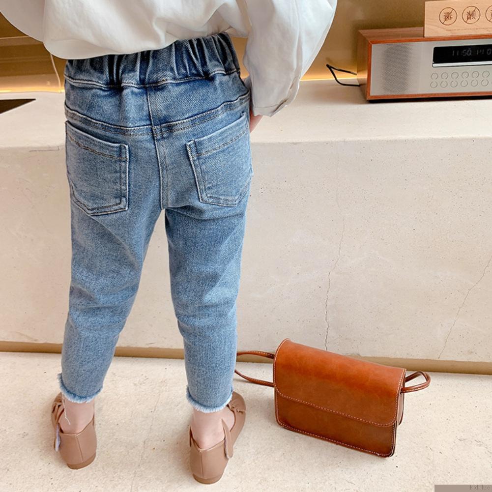 Quần legging jean lưng cao co giãn phong cách Hàn Quốc thời trang xuân thu cho bé gái