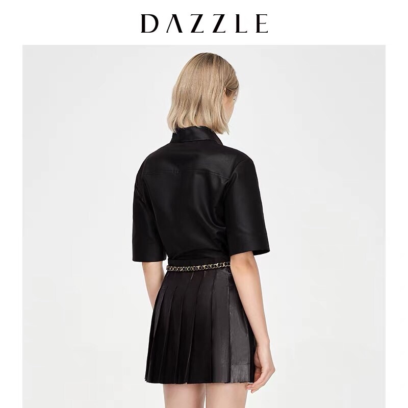 Chân váy da lộn đen Dazzle