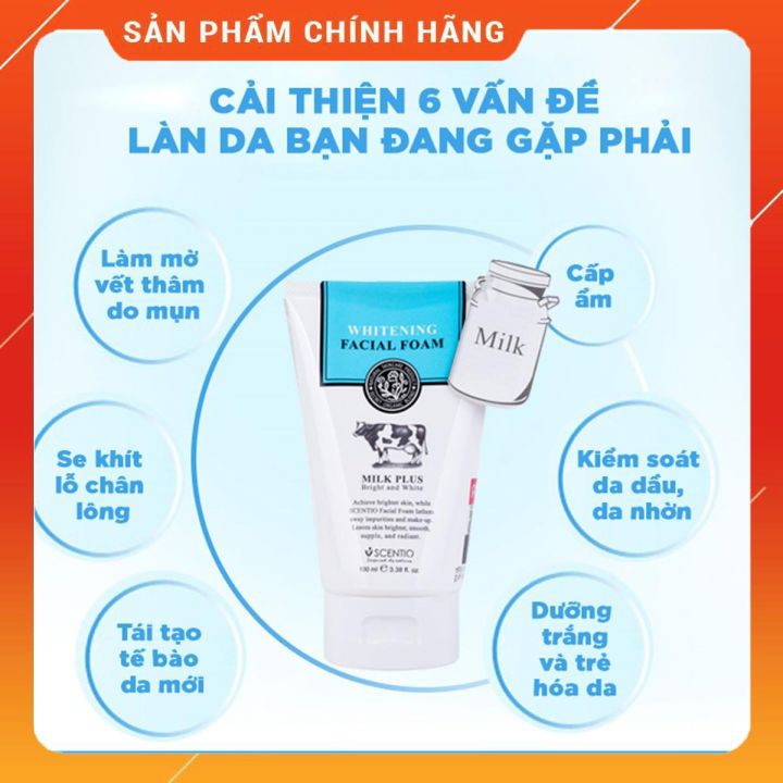 Sữa Rửa Mặt Tạo Bọt Dưỡng Trắng Trẻ Hóa Da Scentino Milk Plus 100ml QAM8524