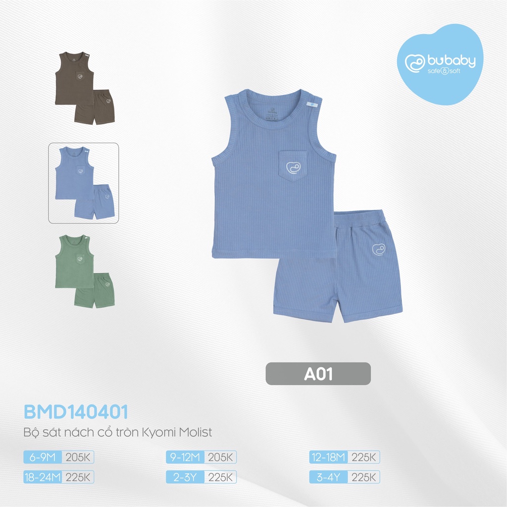 [CHÍNH HÃNG] Bộ sát nách quần đùi cổ tròn trẻ em Kyomi Molist BMD140401 Bu