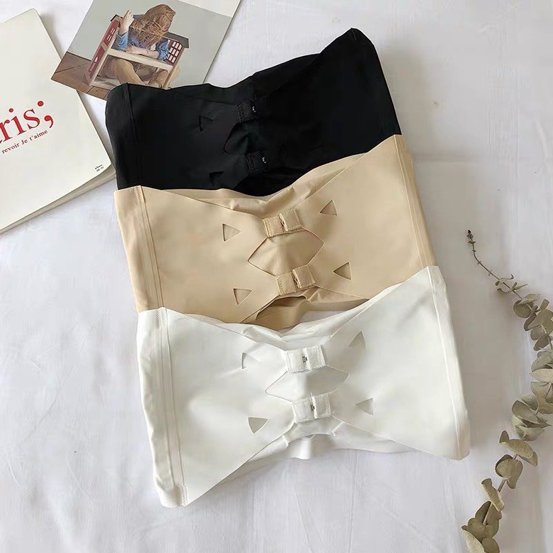 Áo bra quây không dây bản to chất đúc su trơn, áo ngực bản lớn be trắng đen Rosie Dream Shop