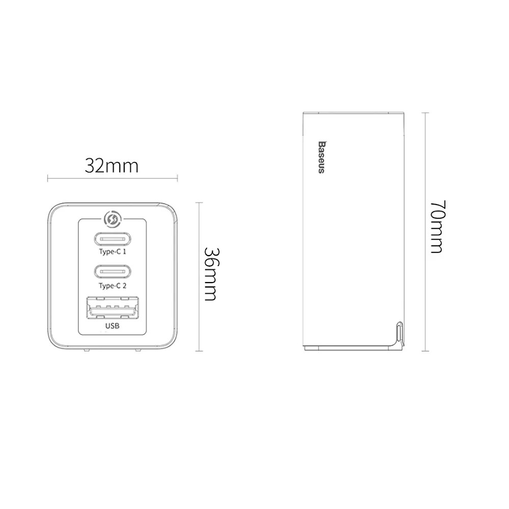 [Free Charging Cable]Baseus 65W GaN 2 Pro Fast USB Charger Quick Charge 4.0 3.0 AFC SCP USB PD Charger