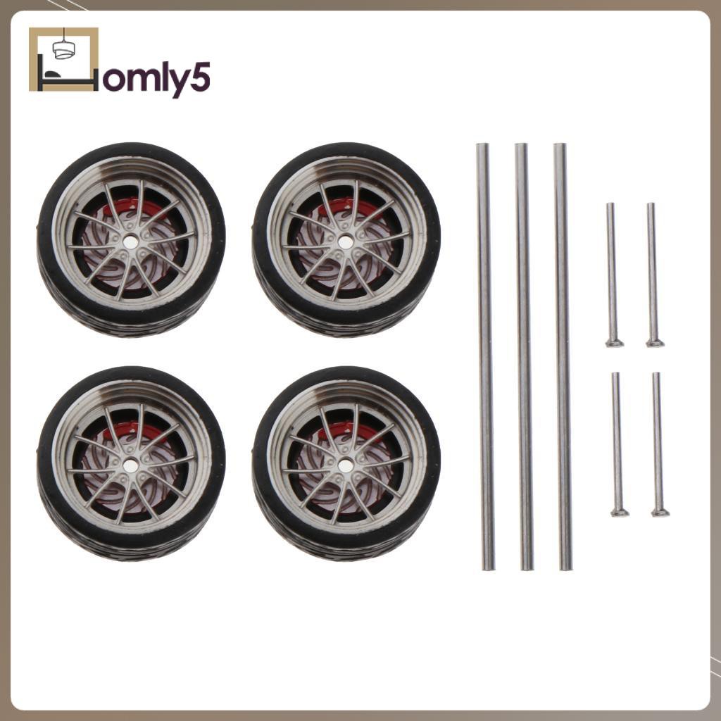Bộ 4 bánh xe cao su tỉ lệ 1 / 64 cho xe ô tô đồ chơi điều khiển từ xa