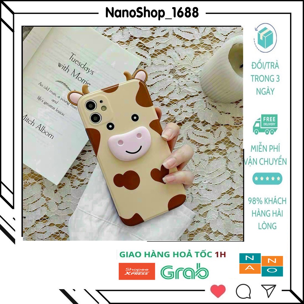 Ốp iphone Hình Bò Dễ Thương 7,8plus,x,xs,xsmax,11,11promax,12,12promax,13,13promax Nanoshop_1688