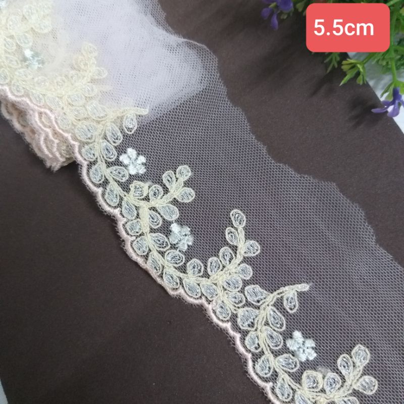 Ren lưới thêu trang trí, size 5.5cm và 7cm