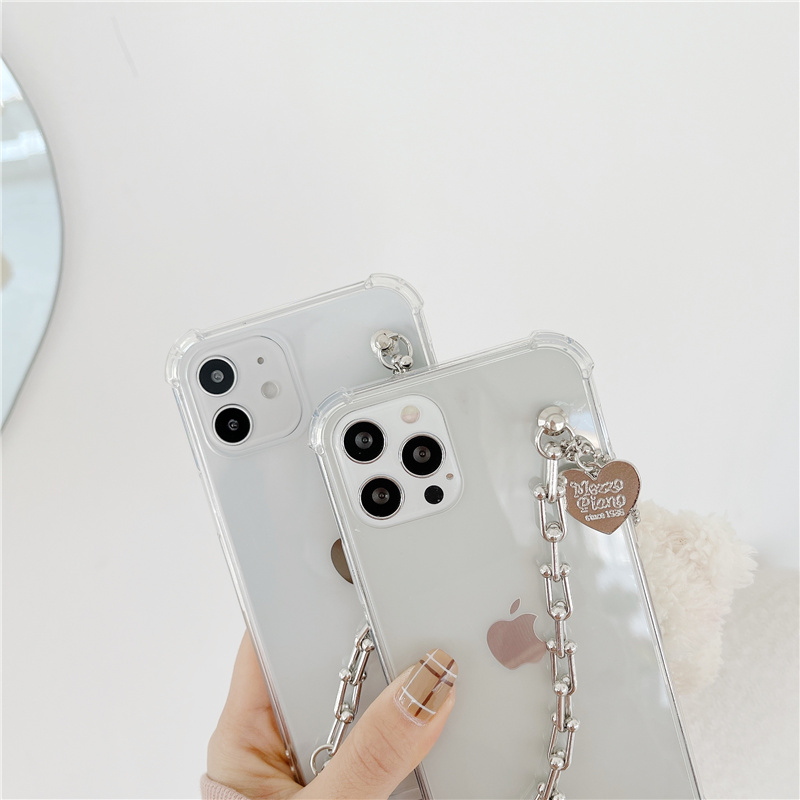 Iphone 12 Pro 12Promax 12Mini 11 11Pro 11promax 6 6s 6plus 7 8 plus X XS XR Xsmax Love Bear Metal Vòng đeo tay kim loại trong suốt Vỏ cứng Acrylic Viền mềm