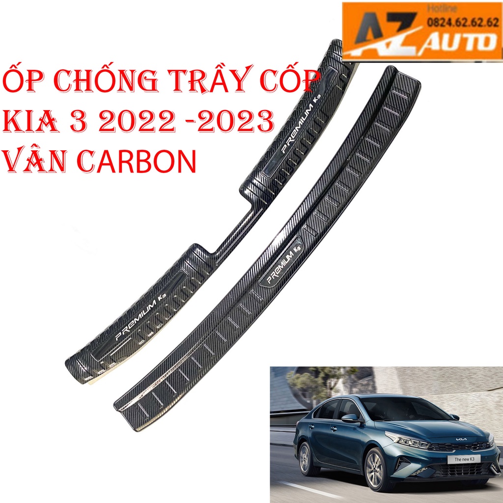 Ốp Chống trầy cốp KIA K3 2021-2022 , VÂN CARBON cao cấp