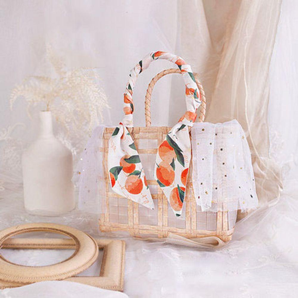 Túi Xách Đan Lát Phối Ren Đính Nơ Xinh Xắn Thời Trang Đi Biển