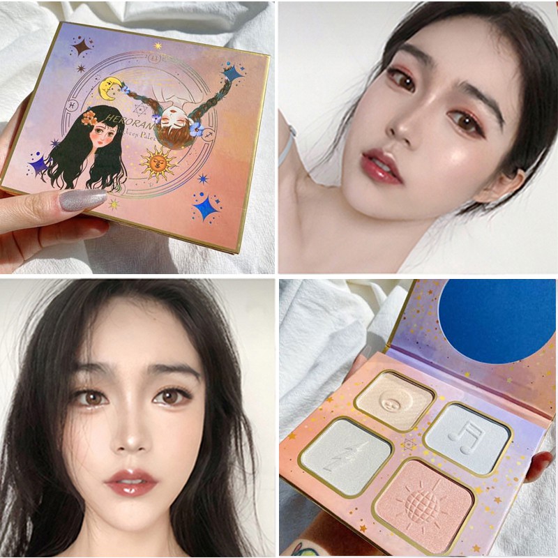 Phấn bắt sáng nhũ hilight 4 tông màu make up toàn diện Herorange Senabeauty | BigBuy360 - bigbuy360.vn