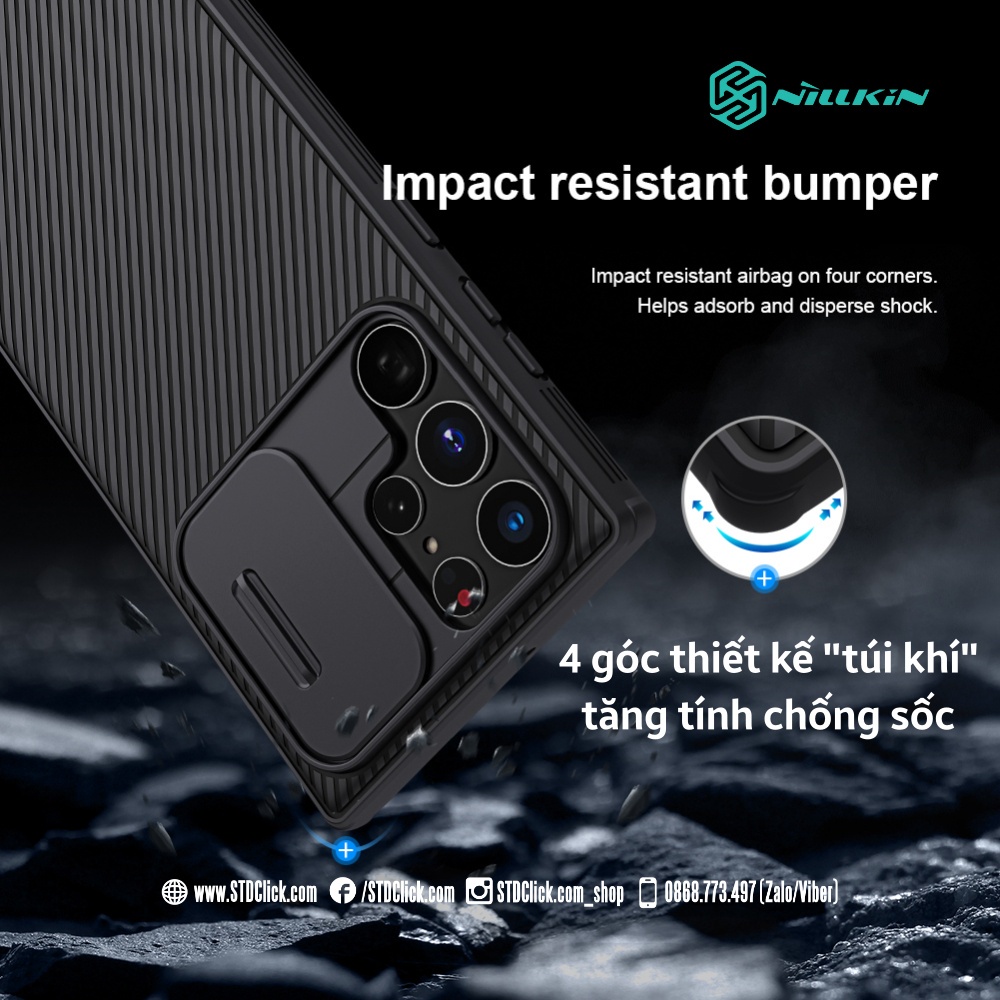 ỐP LƯNG SAMSUNG GALAXY S22 5G - S22 PLUS 5G - S22 ULTRA 5G NILLKIN CAMSHIELD PRO BẢO VỆ CAMERA CHÍNH HÃNG