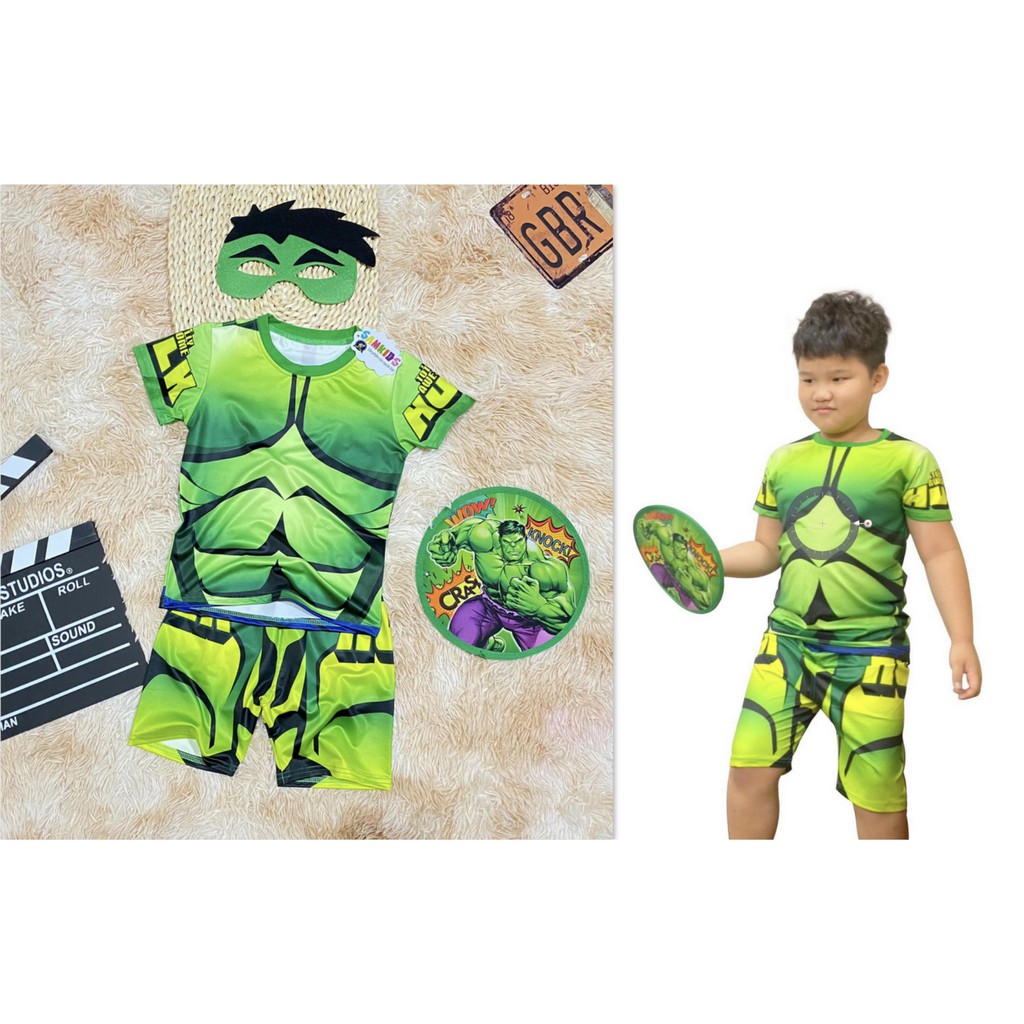 Bộ Quần Áo Siêu Anh Hùng 3D Cộc Tay Samkids Kèm Khiên, Mặt Nạ