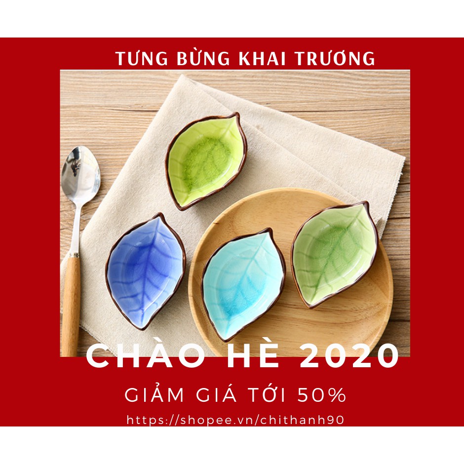 Bát Gốm Hình Lá đựng gia vị màu men nứt loại nhỏ