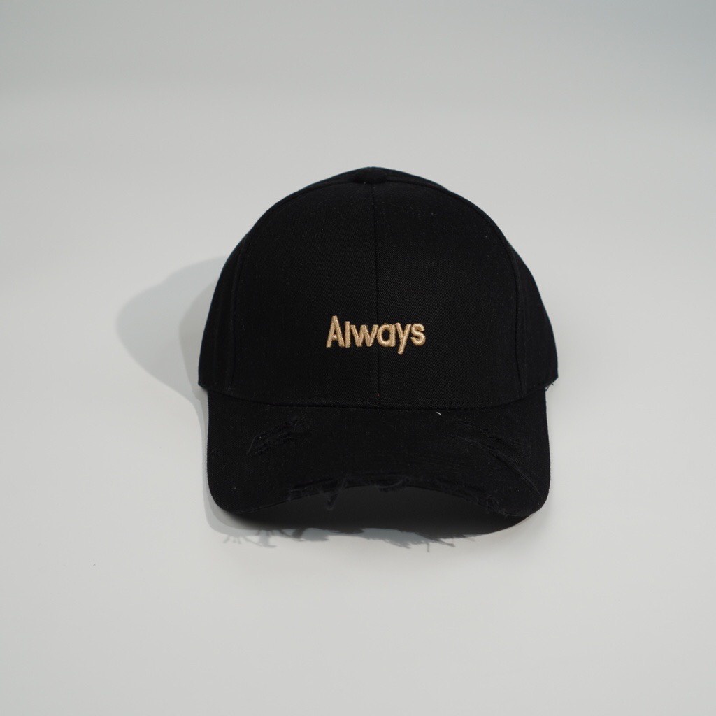 Nón kết  Mũ lưỡi trai thêu chữ Always kiểu rách tua rua chất kaki form unisex nam nữ