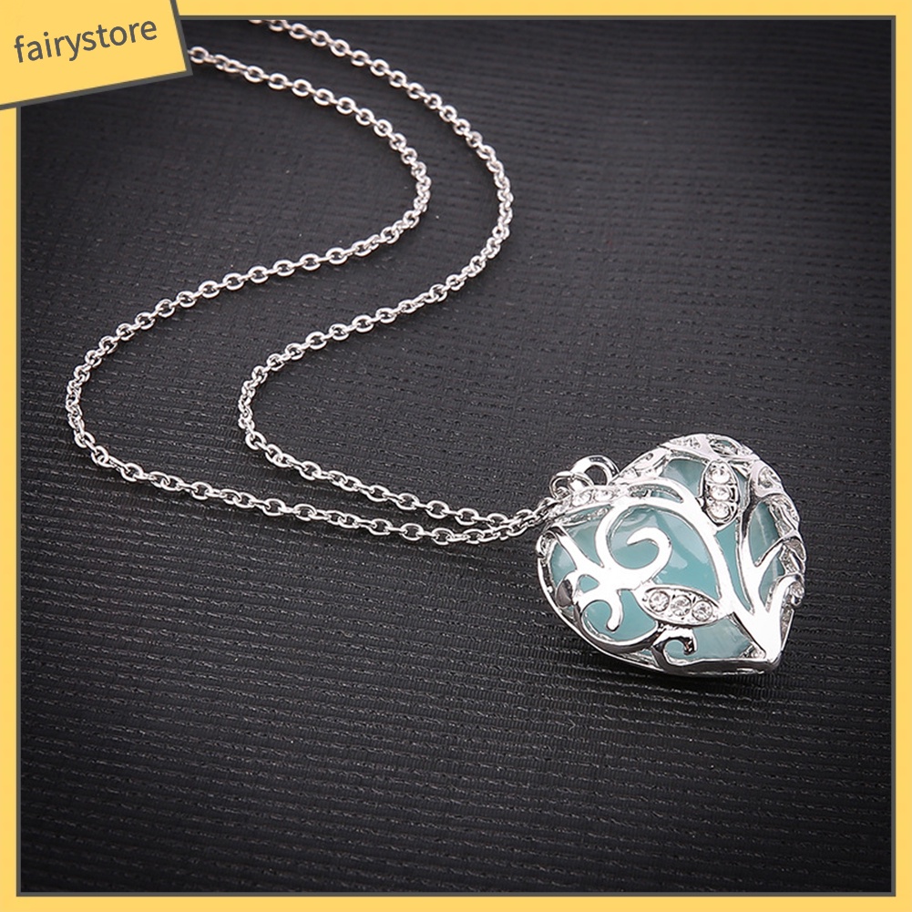 Dây Chuyền Mặt Hình Trái Tim Đính Đá Phát Sáng Thời Trang Cho Nữ