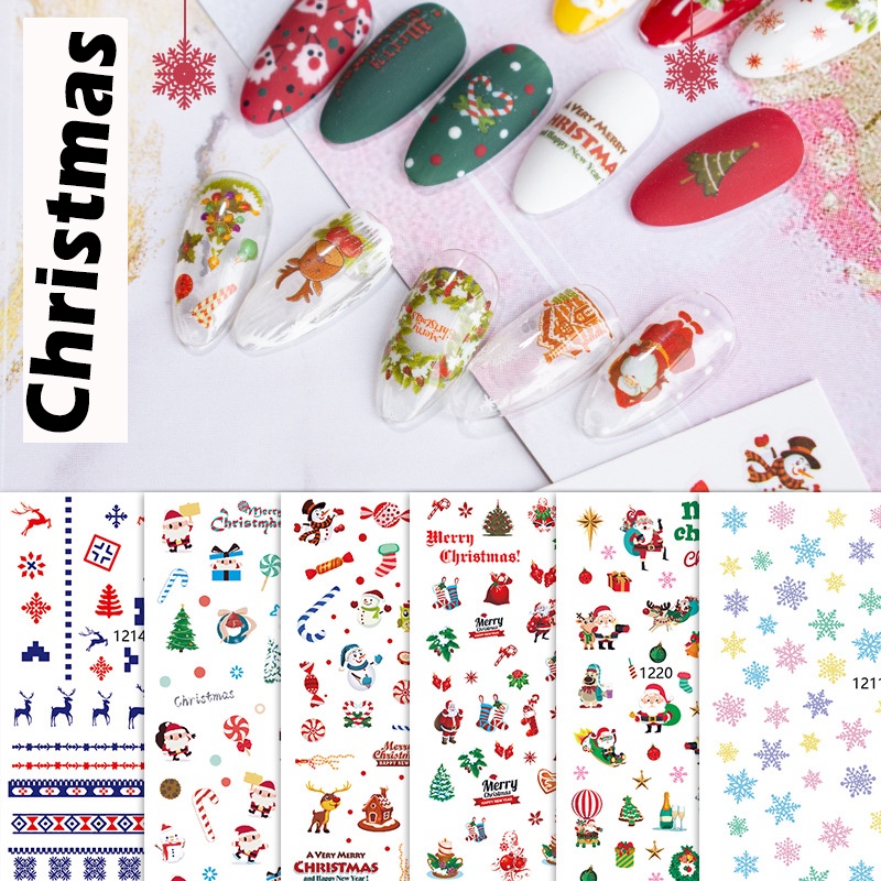 1 Tấm Sticker Dán Móng Tay Hình Ông Già Noel