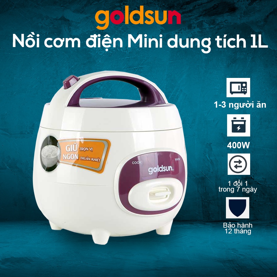 Nồi cơm điện mini dung tích 1L, Nồi cơm điện nhỏ Goldsun CB3101 - Bảo hành chính hãng 12 tháng- Pecoda