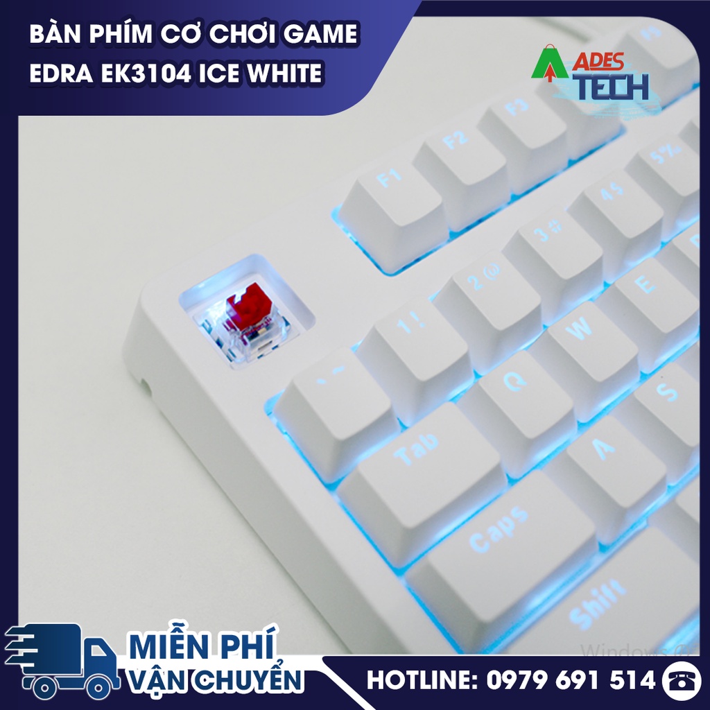 Bàn Phím Cơ Chơi Game EDRA EK3104 Ice White - Switch Đủ Màu - Chính Hãng - Giá Rẻ - BH 2 Năm