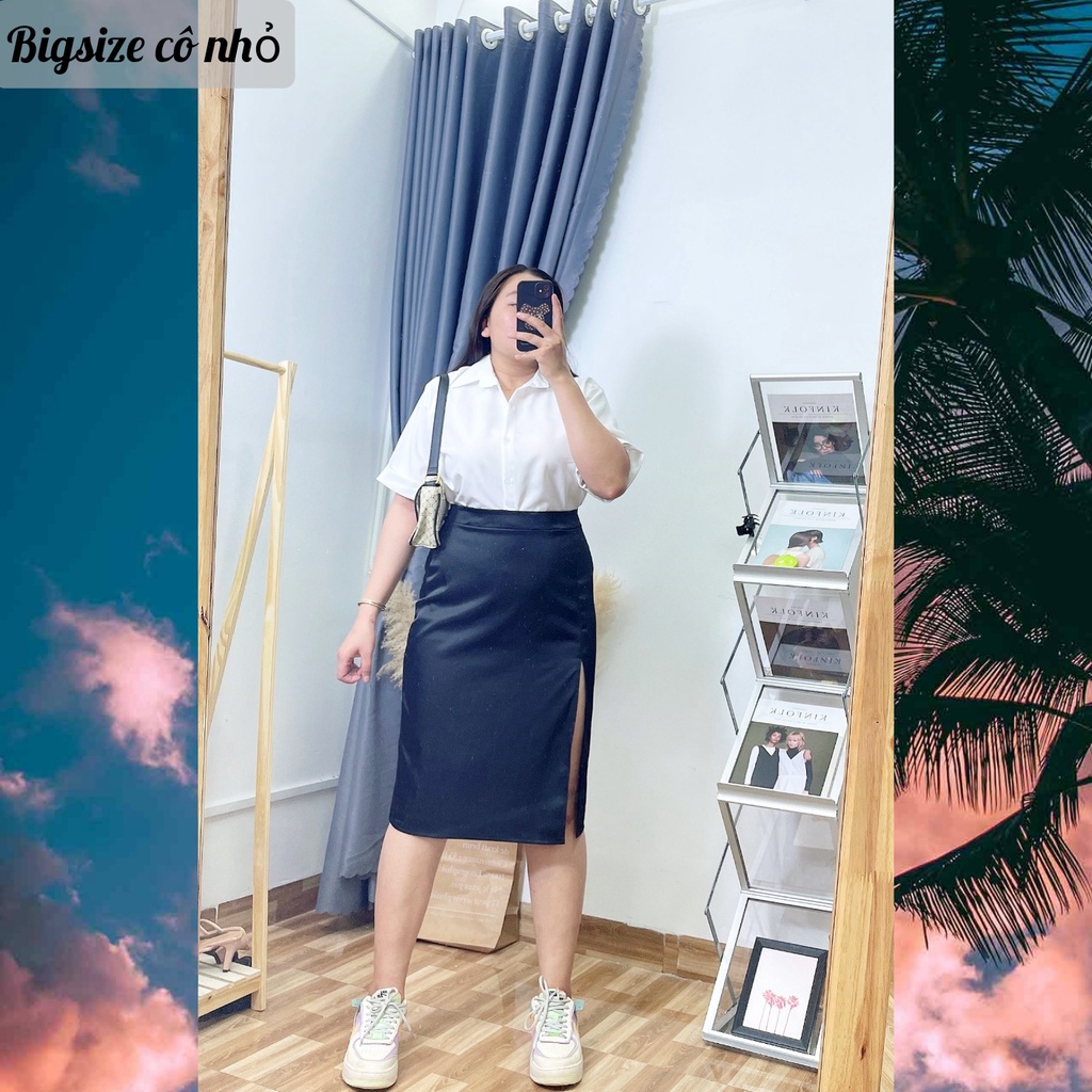 Chân váy chữ A lưng cao dài xẻ tà công sở bigsize ,Chân váy A chất vải tapta nhật mịn mềm mát mã CVD hình thật 100%