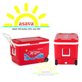 Thùng đá 65 : có bánh xe, vòi xả nước- hitaco nhựa hiệp thành- cứng cáp, bền lâu, giữ đá tốt- gia dụng asava.