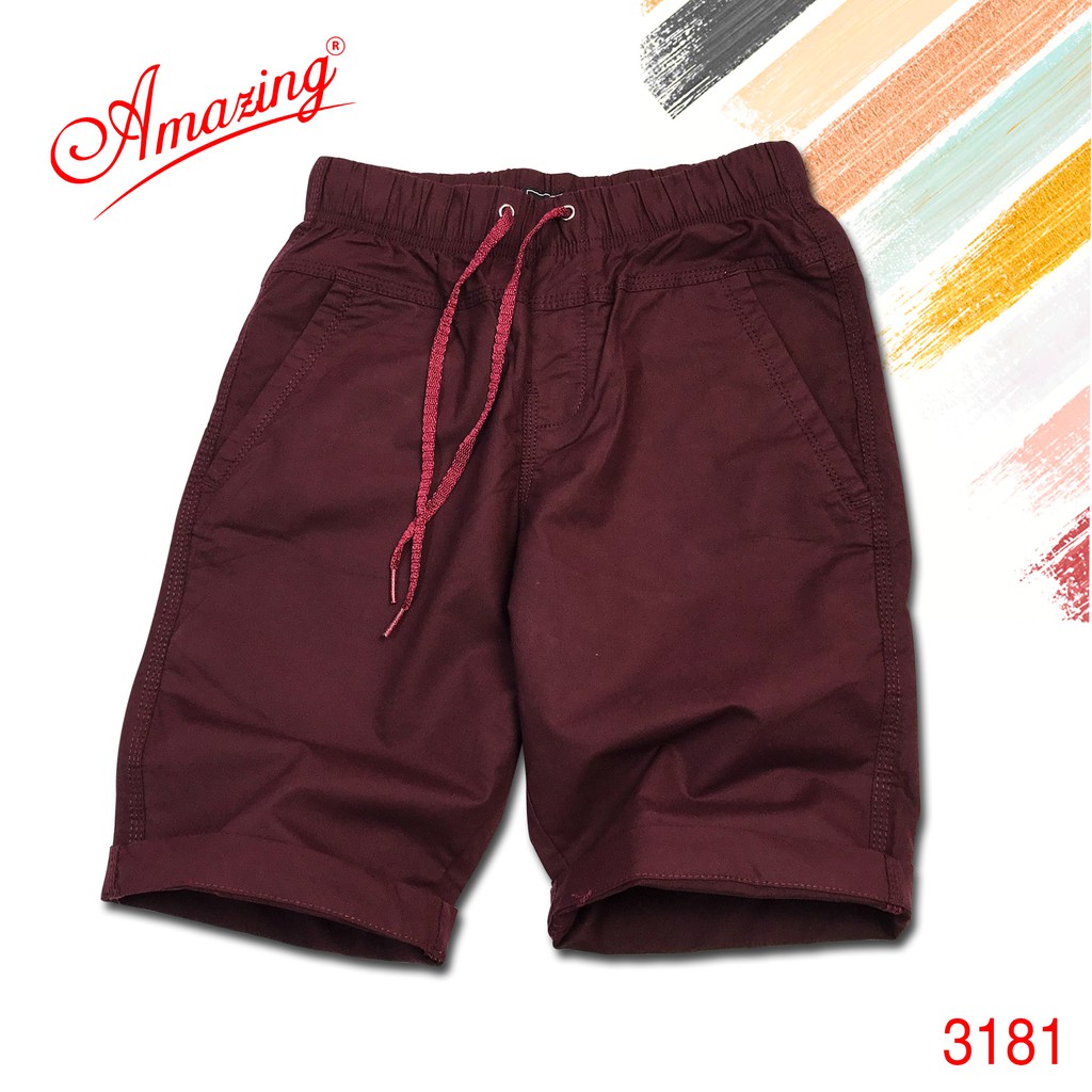 Quần short Amazing, kaki lưng thun dây rút, phong cách thể thao unisex, vải co giãn nhẹ