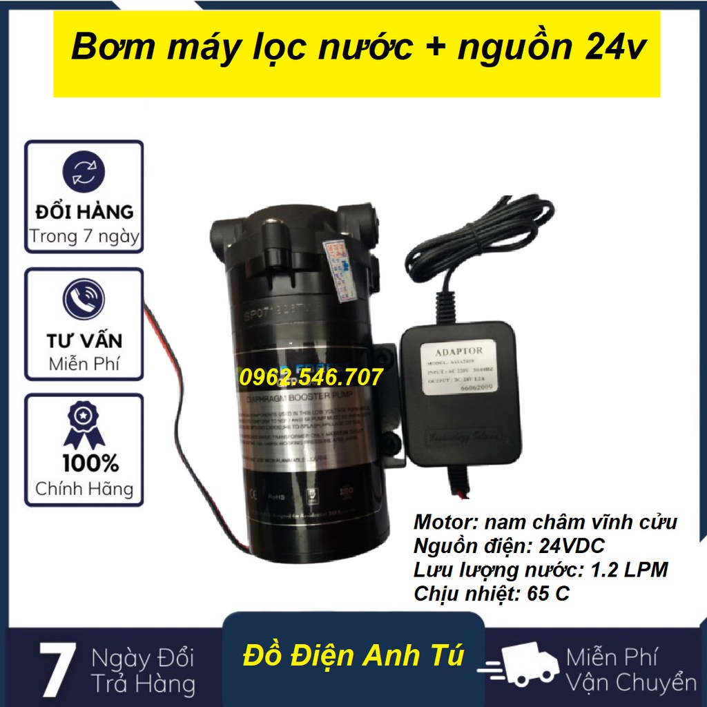 Bơm tăng áp RO + Adaptor nguồn 24V dùng cho máy lọc nước