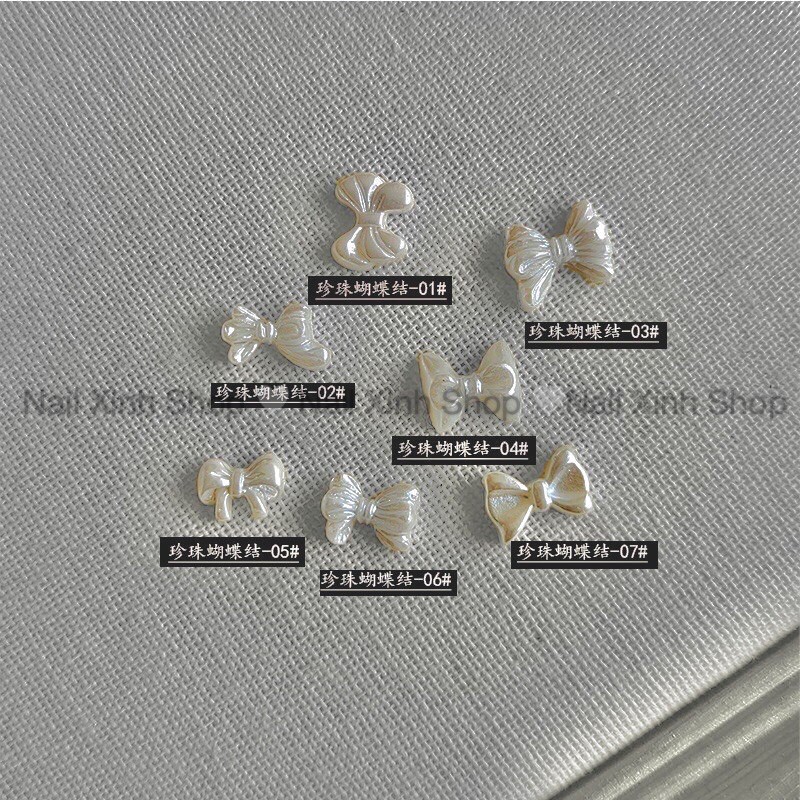 [ Mới ] Hũ trang trí móng nail - cặp charm nơ hot nail nghệ thuật