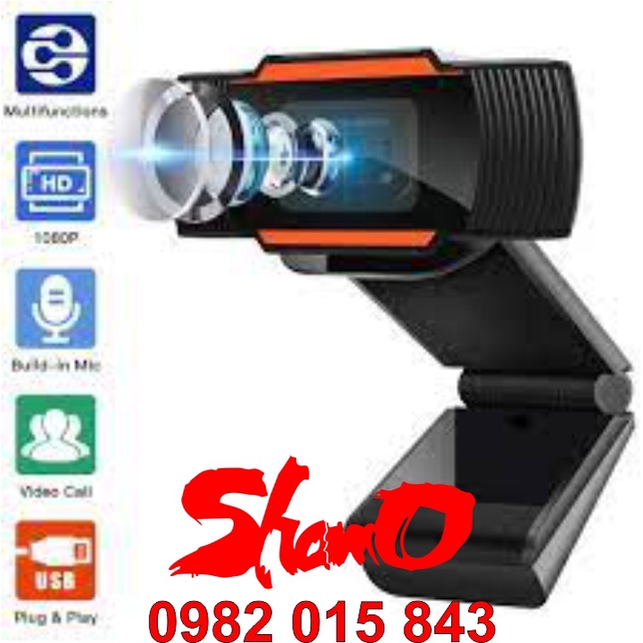 Webcam HD 1080P siêu nét có Mic và led trợ sáng – Đế kẹp cố định cho máy tính – Hỗ trợ học trực tuyến – Bảo hành 1 năm