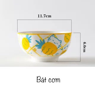 Bộ bát đĩa decor hoạ tiết dứa sang chảnh