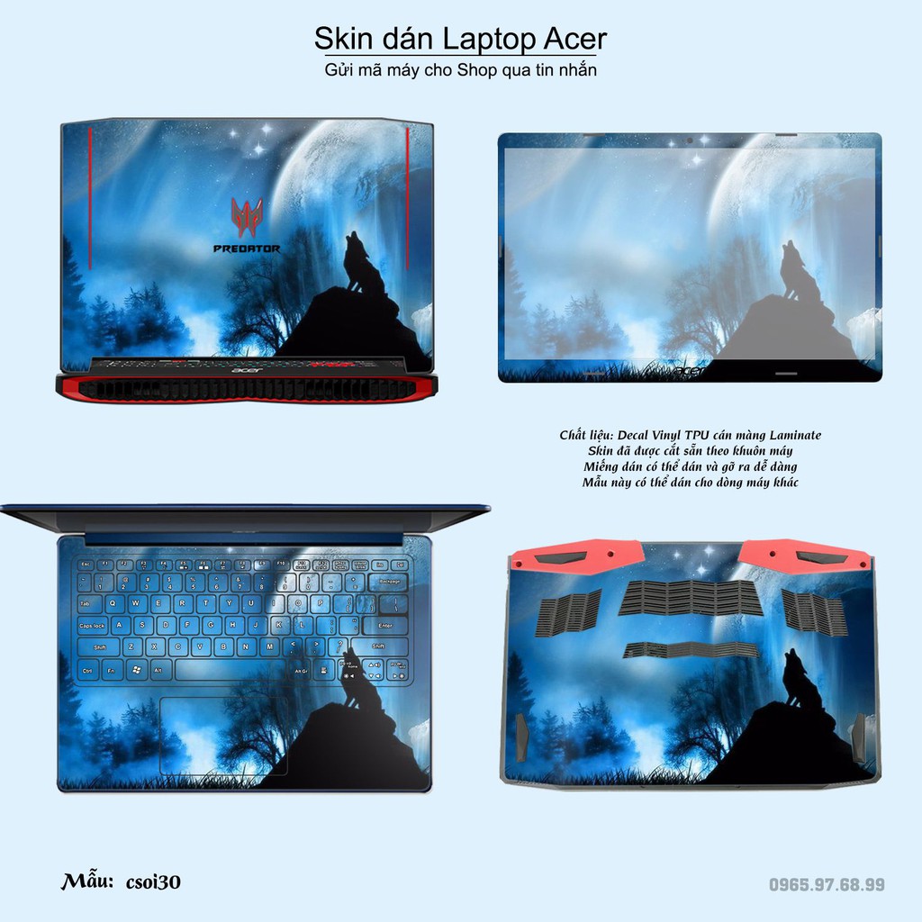 Skin dán Laptop Acer in hình sói tuyết (inbox mã máy cho Shop)