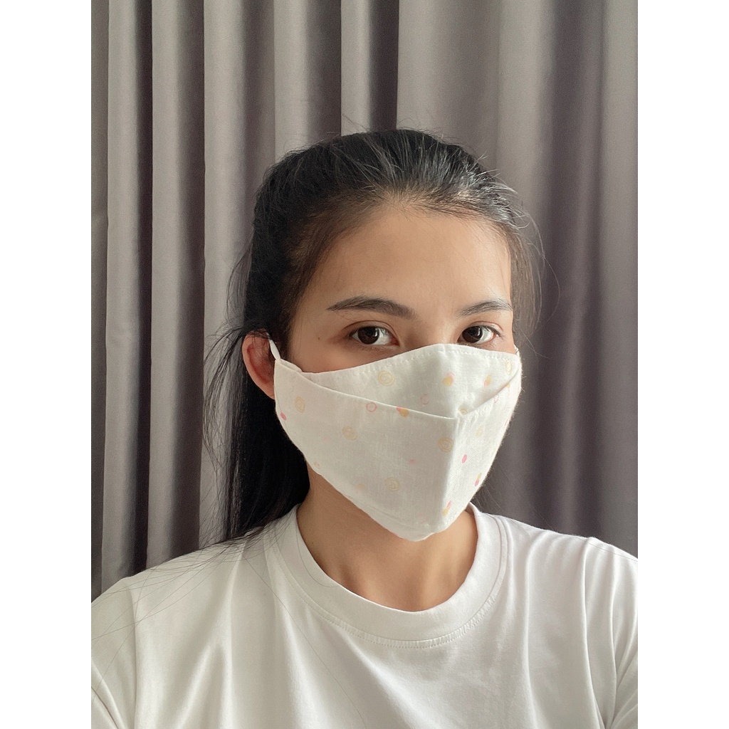 Khẩu trang vải phong cách Origami handmade Tiệm nhà Pony 3 lớp, 100% sợi tự nhiên hợp thời trang