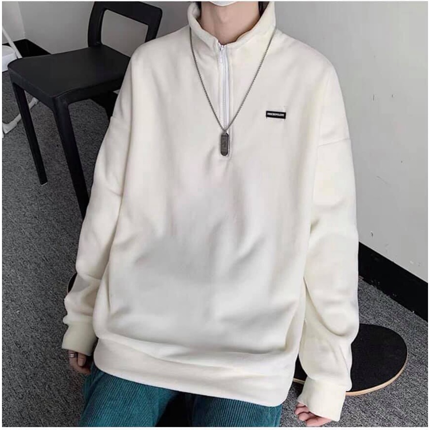 Áo khoác bông nỉ khoá cổ cao logo phom rộng Freeship extraONE UNISEXThời trang Unisex phong cách hàn quốc nam nữ