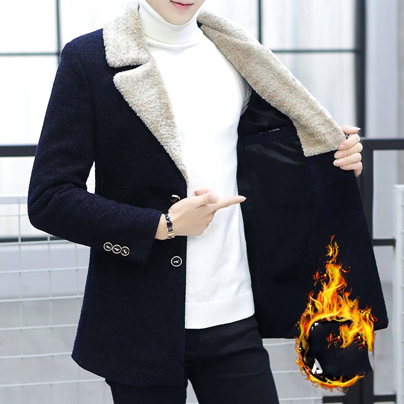 Áo khoác dạ nam dáng dài lót lông cổ vest hàng cao cấp đẹp áo đại hàn