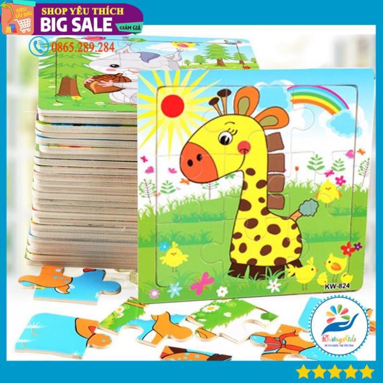 [Giảm giá] Đồ chơi  Tranh Xếp Hình Ghép Gỗ Puzzle 9 Miếng, 12 miếng Cho Bé