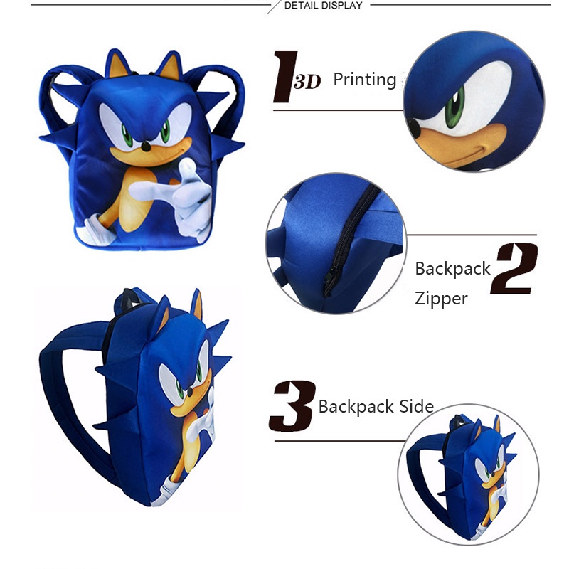 Sẵn Sàng Hàng!!! Balo Đi Học In Hình Sonic the Hedgehog 3D Độc Đáo Thời Trang Cho Trẻ Em Trai