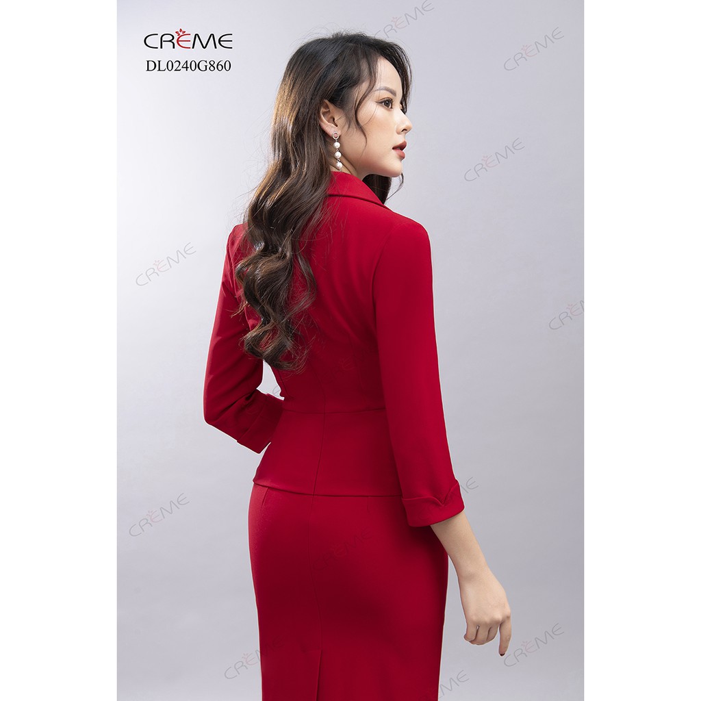 [Mã FASHIONMALLT4 giảm 15% đơn 150k] Đầm ôm giả vest liền chân váy DL0240 CREME