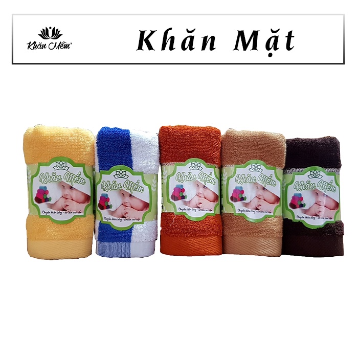 Combo 10 Khăn Mặt Cao Cấp Khăn Mềm 100% Cotton, Dày Dặn Mềm Mịn, Không Ra Màu, Không Sổ Lông, Thấm Hút Nước Tốt