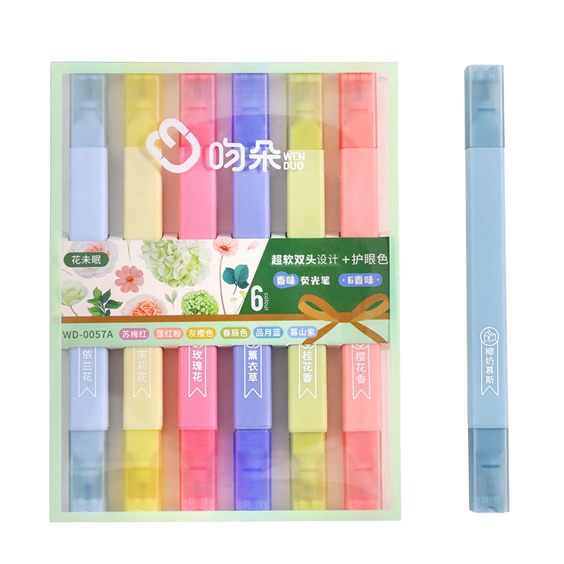 Set 6 Bút Dạ Quang Hai Đầu Hai Đầu Dùng Vẽ Nghệ Thuật