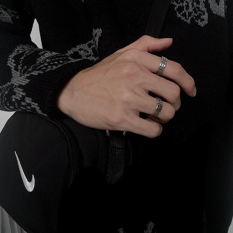 Nhẫn Nam Nữ Thép Titan Không Gỉ Hoa Văn Vạn Lý Trường Thành R07