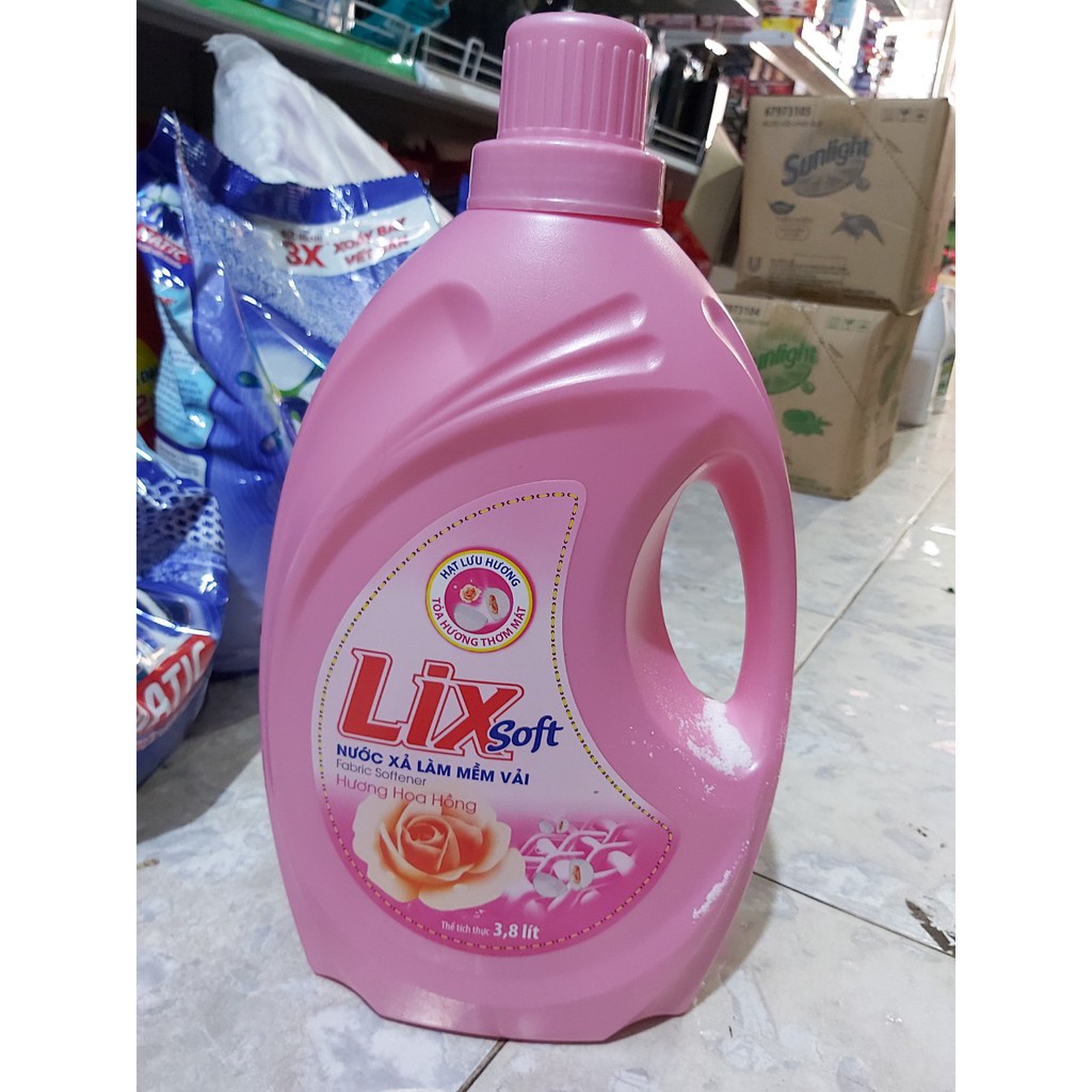 COMBO CAN nước giặt LiX 3,6KG ĐỎ ĐẬM ĐẶC +nước xả LIX 3,8 KG hương hoa hồng