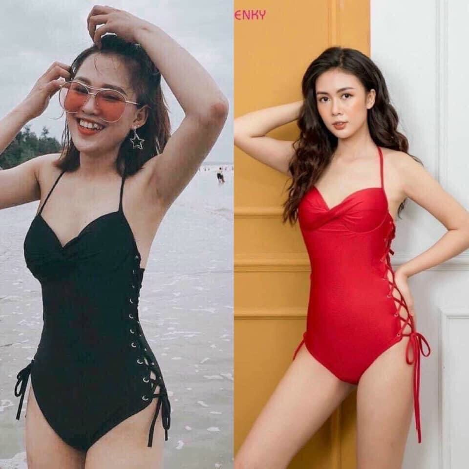 Bikini 1 mảnh đan dây gọng B đồ bơi nữ liền mảnh đẩy siêu nâng ngực bộ bơi nữ siêu xinh dùng du lịch đi biển LM019